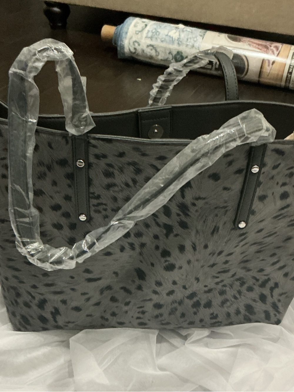 Gray Leopard-Print Tote Bag - Women